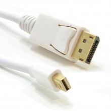 Mini displayport male plug to display port plug monitor cable white 1m 004859 