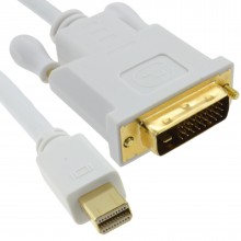 Mini displayport thunderbolt to dvi d male plug white cable 1m 009452 