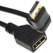 Right angle displayport v12 plug to socket monitor extension cable 4k 02m 20cm 010231 