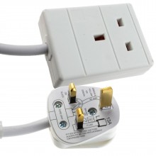 1 gang single way uk 13a mains power socket extension lead white 10m 005293 