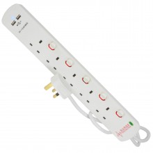5 gang mains extension lead 5 way uk power sockets switched 5m 007801 