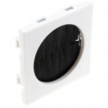 Black brush faceplate for cable exit wall outlet uk single gang white 006202 