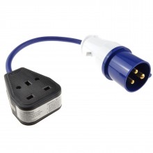 Caravan site power plug 240v 16a to 13a uk dual sockets adapter cable 009485 