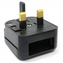 Europe plug socket to uk plug pins travel adapter 3 amps fused black 003358 
