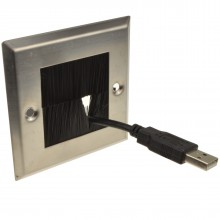 Steel cable entry exit brush faceplate for wall outlet uk double gang 004784 