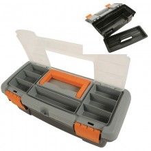 Toolbox with removable tray and storage compartment eyehole lid large 009715 