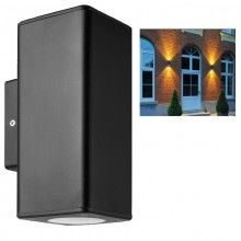 Wall mounted gu10 up down outdoor ip44 garden rounded light black 009663 