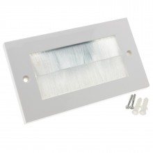 White brush faceplate for cable exit wall outlet uk double gang white 007593 