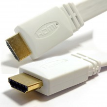 Flat hdmi high speed cable for lcd led uhd hd tv lead gold 18m 6ft white 006891 