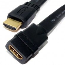 Flat hdmi high speed extension cable male plug to female socket 2m 007887 