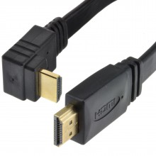 Flat hdmi right angle high speed low profile cable for tv lead gold 2m 008181 