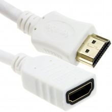White hdmi 14 high speed 3d tv extension lead male female cable 05m 007700 
