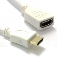 White hdmi 14 high speed 3d tv extension lead male to female cable 5m 007703 