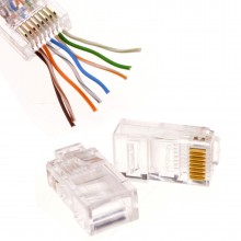 Rj45 cat 5e cat 6 pass through ethernet network cables plugs 10 pack 009970 