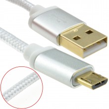 Braided gold usb 20 a to micro b fast charge cable 24awg 3m black 009284 