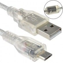 Clear usb 20 a to micro b data and charging cable 24awg 1m ferrite 009061 