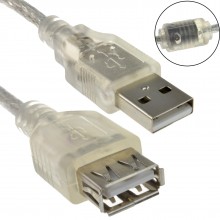 Clear usb 20 extension cable a to a female lead 24awg ferrite 05m 009064 