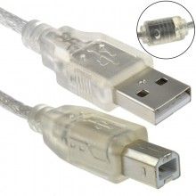 Clear usb 20 hi speed a to b cable lead for printers 24awg 05m 009073 