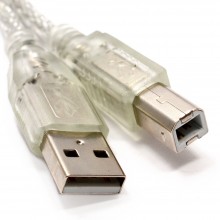 Clear usb 20 hi speed a to b cable lead for printers 24awg ferrite 1m 009074 