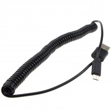 Coiled shielded usb 20 a to micro b data and charging cable black 06m 010261 