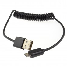 Coiled shielded usb 20 a to micro b data and charging cable black 18m 010262 