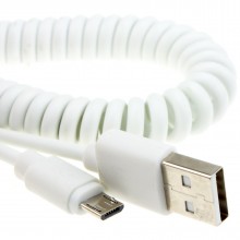 Coiled shielded usb 20 a to micro b data and charging cable black 1m 008776 