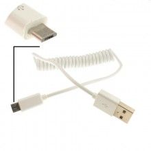 Coiled shielded usb 20 a to micro b data and charging cable white 18m 010263 