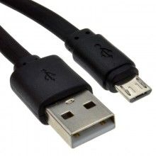 Flat usb a to micro b type 24awg fast charge cable 18m lead black 008985 