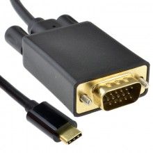 Usb 31 type c to 15 pin vga plug 1080p 60hz adapter cable black 1m 009626 