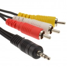 35mm 4 pole jack plug to 3 x rca phono composite audio cable 1m 004446 