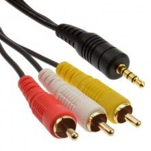 35mm 4 pole jack plug to 3 x rca phono composite audio cable 2m 006575 