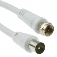 Coaxial f connector male plug to rf male plug rg59 cable 1m white 003690 
