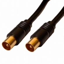 Rf coaxial rg6 tv aerial lead coax male plug to plug black cable gold 1m 004202 