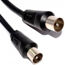 Rf coaxial rg6 tv aerial lead coax male plug to plug black cable gold 5m 005290 