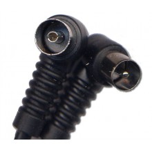 Rf fly lead right angle male plug to plug coaxial tv freeview cable 4m white 009249 