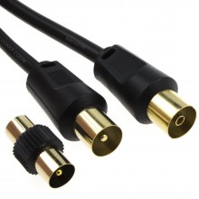 Rf male to female extension lead freeview tv cable male coupler black 1m 010678 