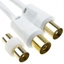 Rf male to female extension lead freeview tv cable male coupler white 10m 010687 