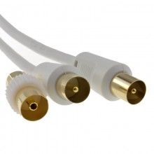 Rf tv freeview plug to plug white aerial lead cable with coupler 15m 006490 