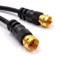 Satellite f connector plug to plug coax cable black lead gold 15m 008685 
