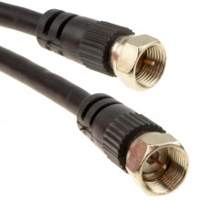 Satellite f connector plug to plug rg59 cable black lead gold 2m 003387 