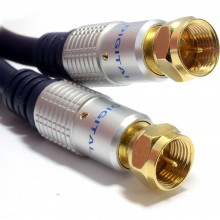 Satellite f connector screw type plug to plug rg59 cable black lead 1m 002250 