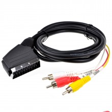 Scart cable 21 pins connected black lead gold connectors 3m 008324 