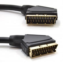 Scart plug to 2 x plugs splitter cable 21 pins connected lead gold 15m 003329 