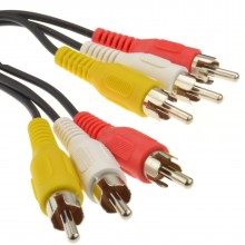 Triple rca phono plugs to plugs composite audio cable lead 10m gold 000220 